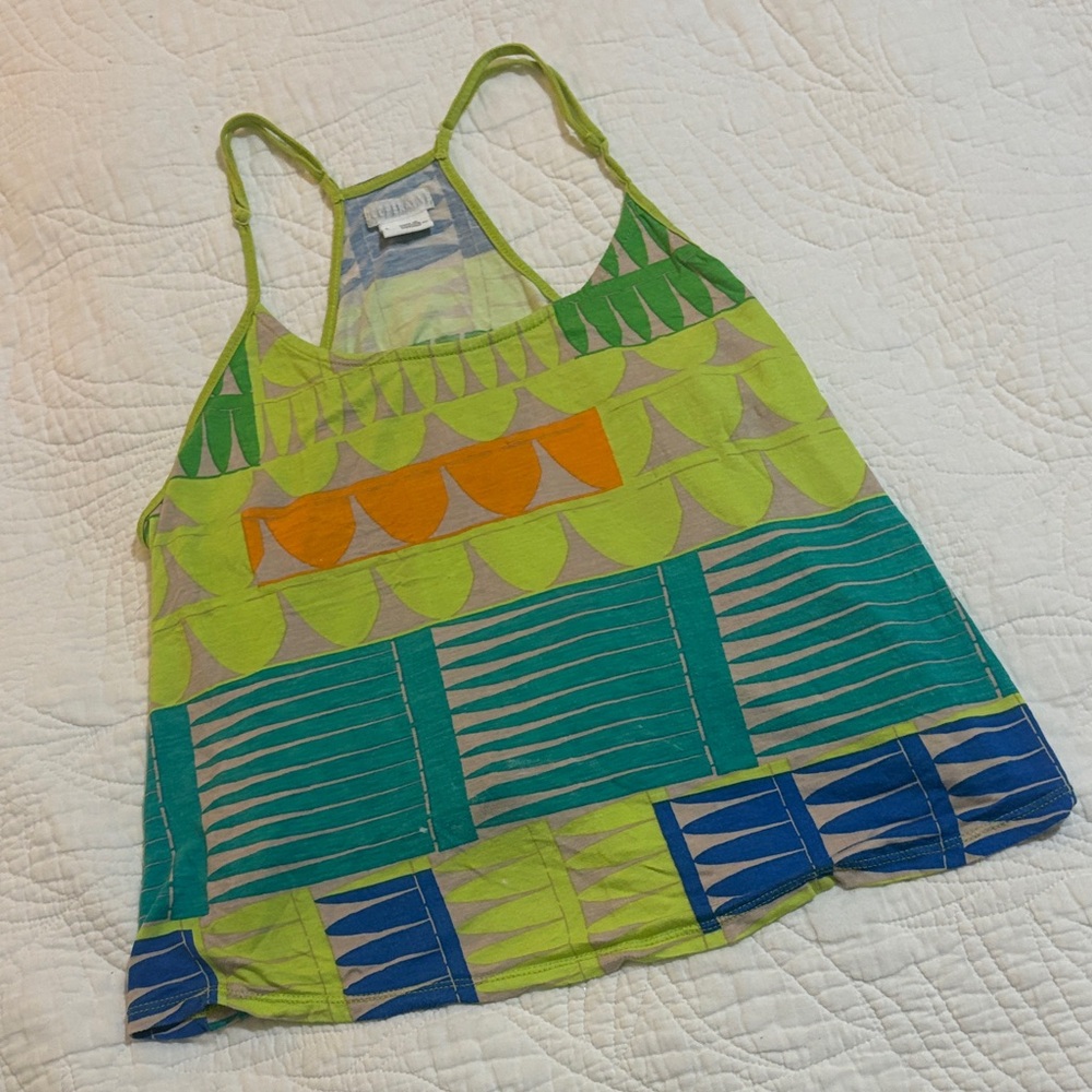 Cooperative by UO Green and Blue Patterned Crop Top